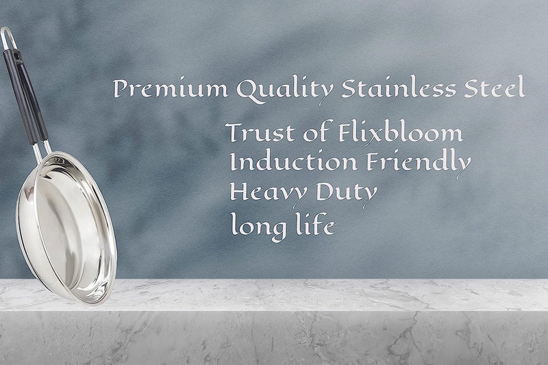 FLIXBLOOM FLIXBLOOM Special Stainless Steel Frying Pan Induction Base Fry Pan LPG Friendly 2 Litre Frying Pan  - Image 3