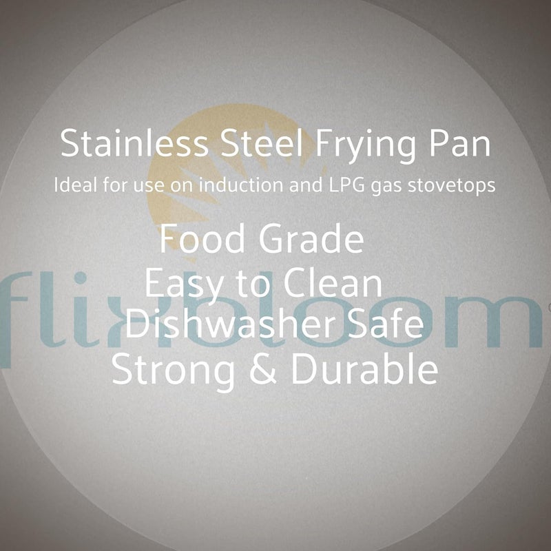 FLIXBLOOM FLIXBLOOM Special Stainless Steel Frying Pan Induction Base Fry Pan LPG Friendly 2 Litre Frying Pan  - Image 4