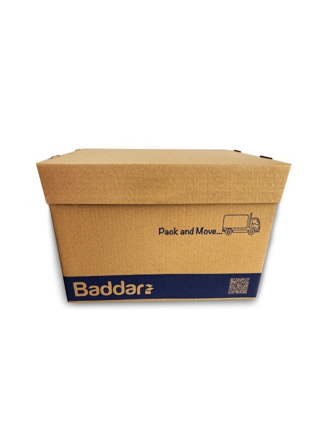 Baddar - 3 Pcs, Pack & Move Premium Cardboard Boxes with Base and Lid For Transport and Storage (35.5 × 30 × 25 cm) - Image 1