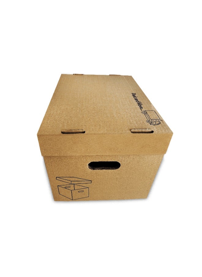 Baddar - 3 Pcs, Pack & Move Premium Cardboard Boxes with Base and Lid For Transport and Storage (35.5 × 30 × 25 cm) - Image 1