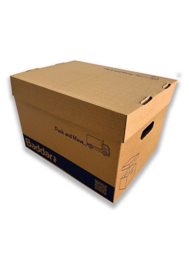 Baddar - 3 Pcs, Pack & Move Premium Cardboard Boxes with Base and Lid For Transport and Storage (35.5 × 30 × 25 cm) - Image 1