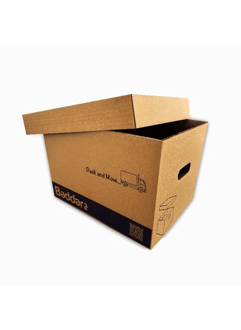 3 Pcs, Pack & Move Premium Cardboard Boxes with Base and Lid For Transport and Storage (35.5 × 30 × 25 cm)