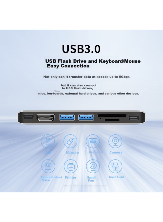 Isky Type-c Docking Station Compatible With Apple Macbook Air & Pro Card Slot Plug-in Converter Hdmi 4k60hz Projection Usb 3.0 Transmission Expansion Dock - Image 3
