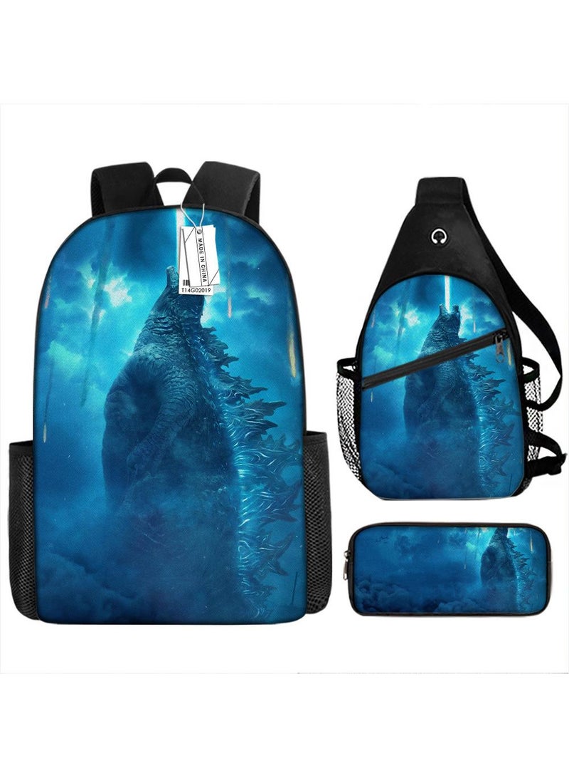 general 3-Piece Godzilla VS Kong 3D Print Backpack Set - Image 1