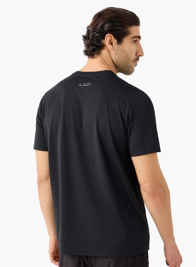 ADOT by Splash Textured Crew Neck T-shirt with Short Sleeves
