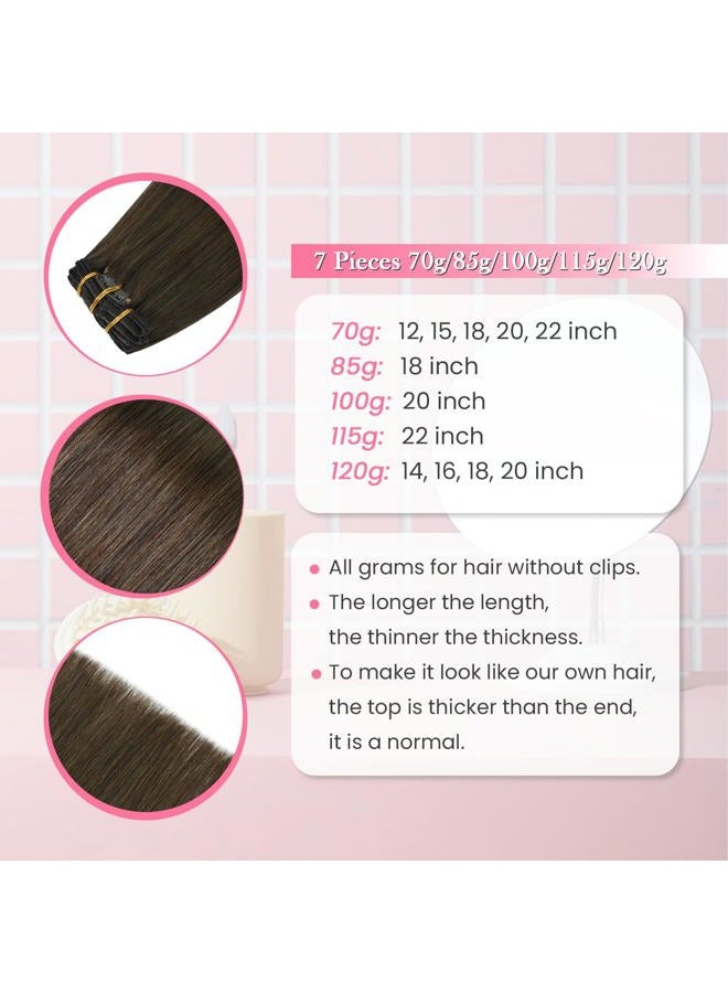 Aison 20 Inch Clip in Hair Extensions 70G Medium Brown 100% Remy Human Hair Clip in Extensions Soft Silky Straight for Fashion Women 7pcs 16clips One Pack(20 Inch #4) - Image 5