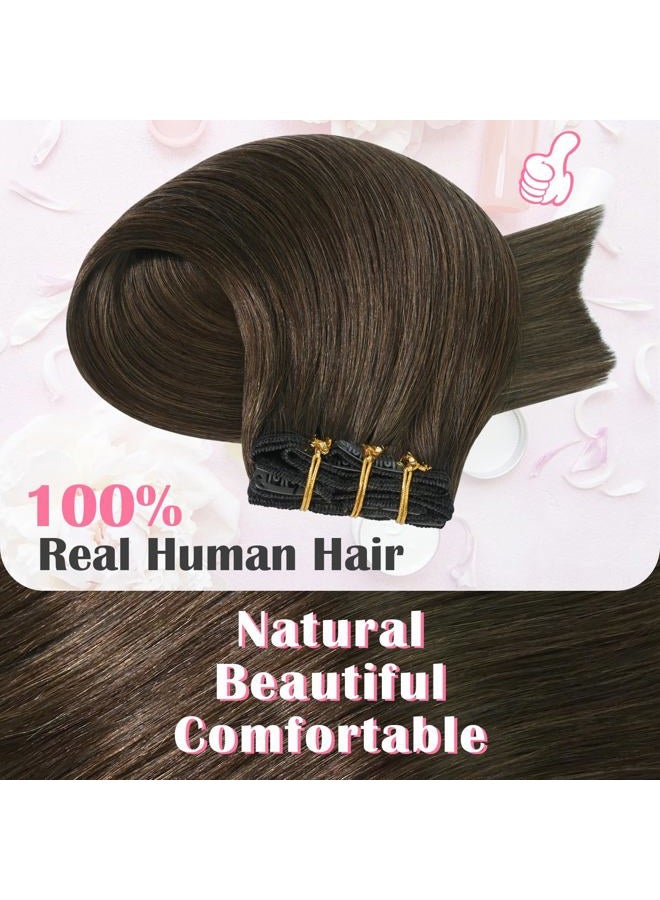 Aison 20 Inch Clip in Hair Extensions 70G Medium Brown 100% Remy Human Hair Clip in Extensions Soft Silky Straight for Fashion Women 7pcs 16clips One Pack(20 Inch #4) - Image 4