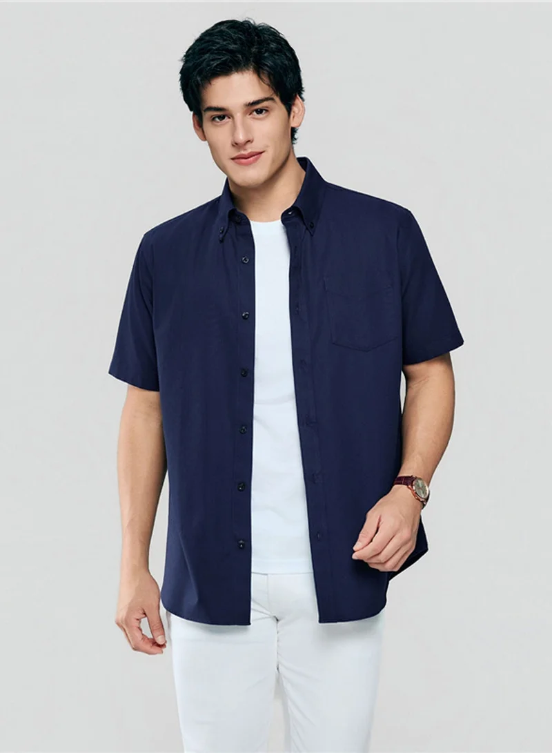 GIORDANO Men’s Regular Fit Wrinkle‑Free Short Sleeve Oxford Shirt