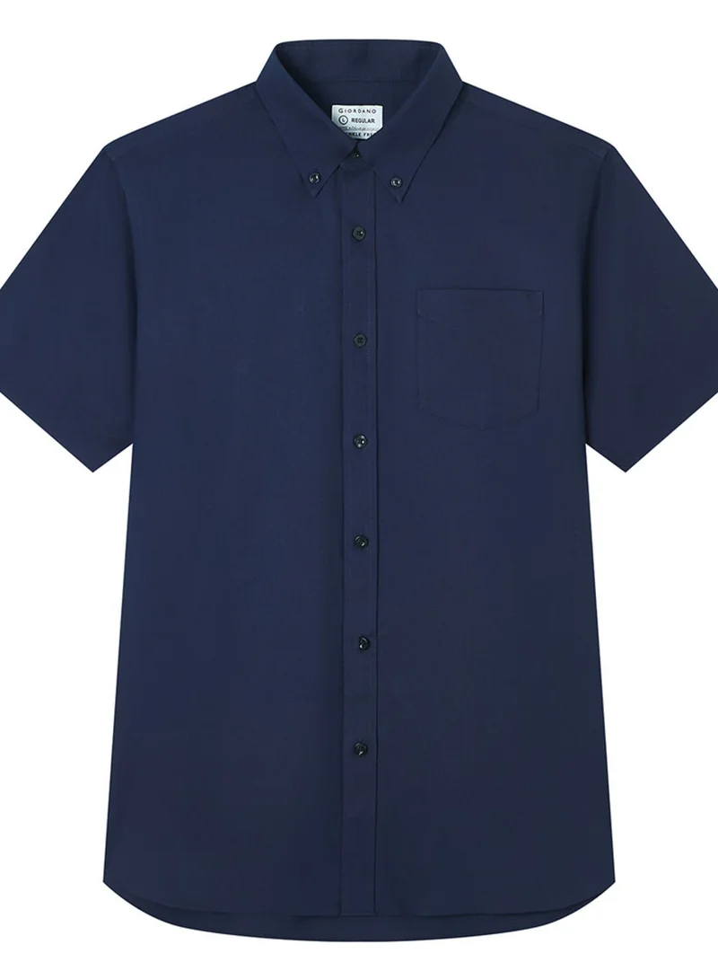 GIORDANO  Men’s Regular Fit Wrinkle‑Free Short Sleeve Oxford Shirt for Men | Best Price UAE
