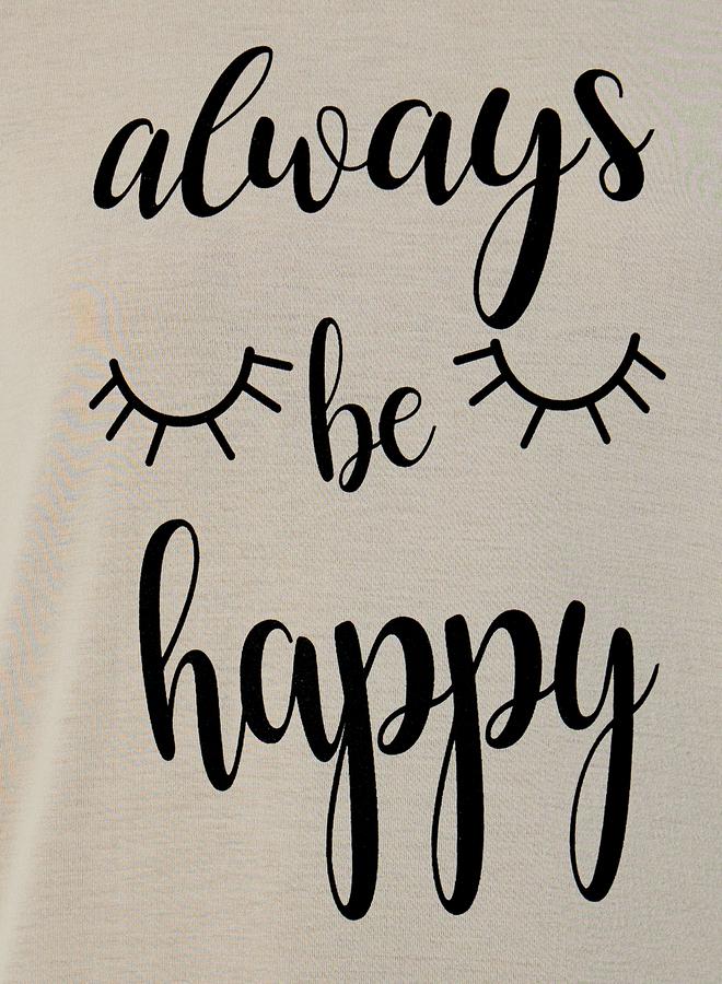 Styli Styli Always Be Happy Graphic Ruffle Hem Sleep T-Shirt Dress - Image 3