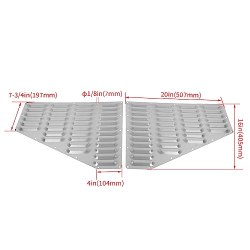 ECOTRIC Aluminum Louver Hood Vent Compatible with 1984-2001 Jeep XJ Cherokee/ 1986-1992 Jeep Comanche Cooling Panels Pair Kit Bolt On - Image 2