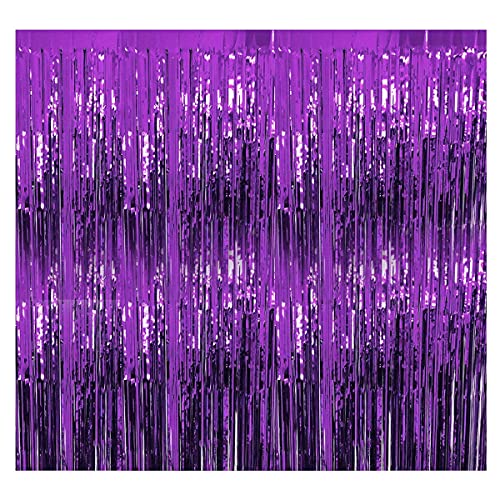 flavouredlove Foil Fringe Curtain(s) 3x6 Feet for Birthday, Anniversaries, Graduation, Retirement, Baby Shower Decoration (Pack of 3, Voilet) - Image 1
