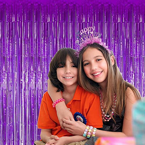 flavouredlove Foil Fringe Curtain(s) 3x6 Feet for Birthday, Anniversaries, Graduation, Retirement, Baby Shower Decoration (Pack of 3, Voilet) - Image 5