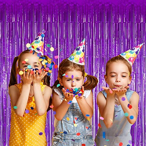 flavouredlove Foil Fringe Curtain(s) 3x6 Feet for Birthday, Anniversaries, Graduation, Retirement, Baby Shower Decoration (Pack of 3, Voilet) - Image 2