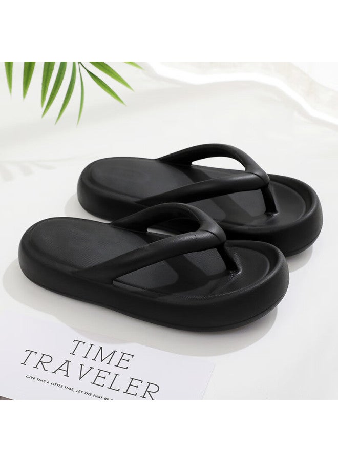 Guoluofei Thick-soled Flip-flops For Women, Summer Non-slip Beach Sandals, Outdoor Slippers, Black, Size 35-36