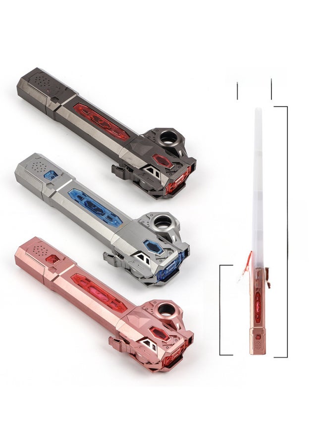 Explosions Colorful Telescopic Music Laser Sword Planet Two-in-One War Finger Rotating Children's Toy Lightsaber-Color:【Genuine】 High Quality Paint Silver 【Built-in Rechargeable Lithium Battery + Charging Line】 English Window Color Box - Image 5