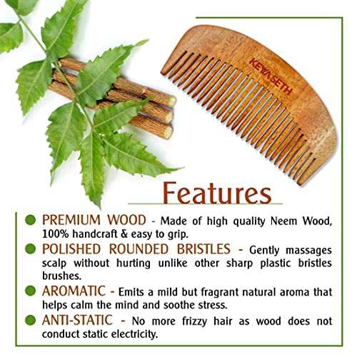KEYA SETH AROMATHERAPY, DEVICE OF DROP Keya Seth Aromatherapy,3-in-1 Neem Wooden Comb Small Size - Image 4