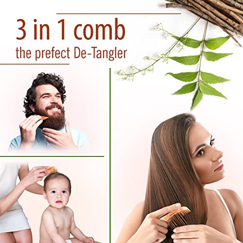 KEYA SETH AROMATHERAPY, DEVICE OF DROP Keya Seth Aromatherapy,3-in-1 Neem Wooden Comb Small Size - Image 3