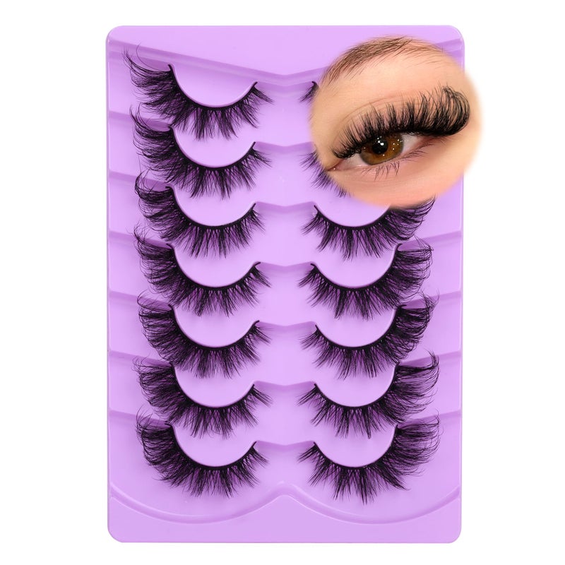 ALICE Fox Eye Lashes Manga False Eyelashes 3D Wispy Cat Eye Wispy Anime Eyelashes Spiky Cosplay Fake Lashes Pack 7 Pairs