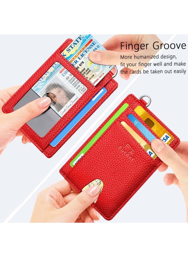 FurArt Minimalist Slim Wallet, Credit Card Holder with RFID Blocking for Women Men, Dismantling D Shackle, Cherry Lychee - Image 3