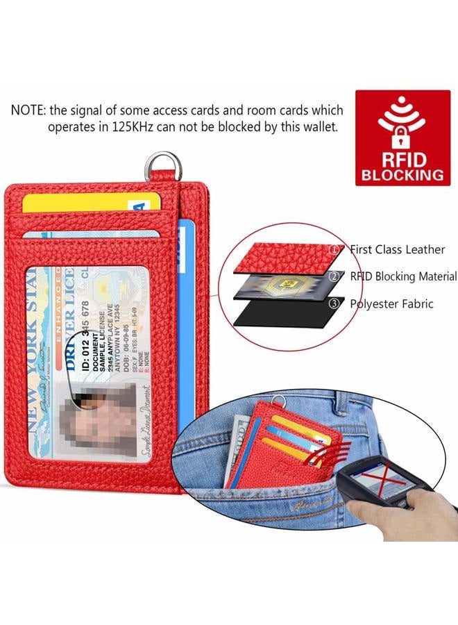 FurArt Minimalist Slim Wallet, Credit Card Holder with RFID Blocking for Women Men, Dismantling D Shackle, Cherry Lychee - Image 5