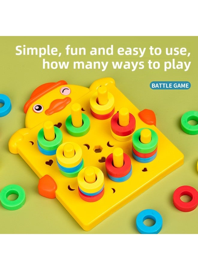 Children's Ring Matching Board Game Educational Kindergarten Thinking Training Parent-Child Two-Person Battle Attention Building Blocks Toy-Color:Duckling Ferrule 2 Chassis + 55 Cards + 1 Answering Bell  - Image 4