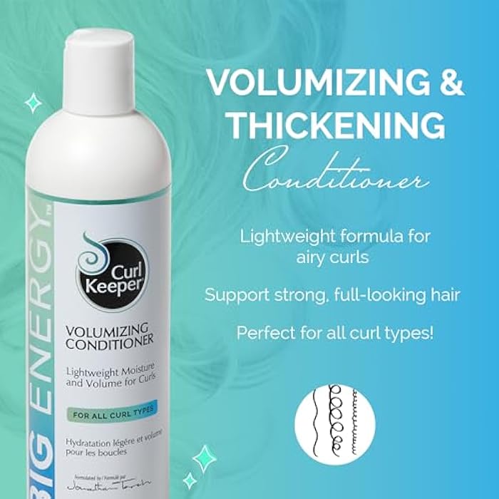Curl Keeper Big Energy Volumizing Conditioner - Ultra-Lightweight Moisture & Volume for All Curl Types - Weightless Hair Conditioner Adds Volume & Body - Sulfate Free, Water-Based Formula - Image 2