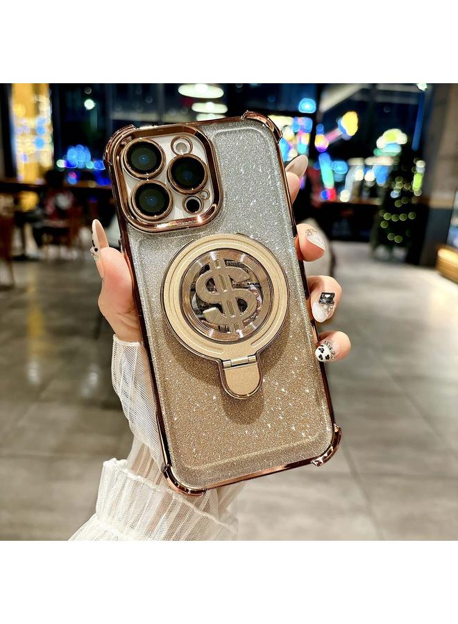 S-TOP Case For iPhone 16 Pro Space Gradient Glitter MagSafe Holder Phone Case with Lens Film - Image 1