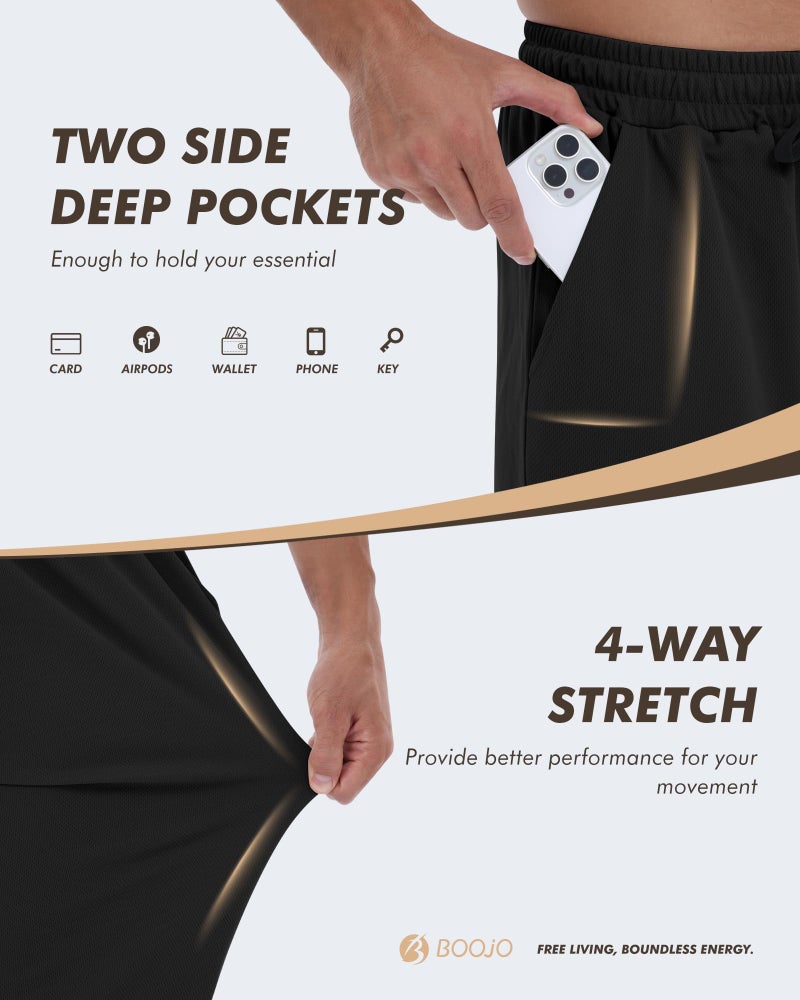 BOOJO 3 Pack Mens Sweatpants with Pockets - Mesh Open Bottom Athletic Joggers for Men Loose Fit Gym Workout Running Casual Pants - Image 5