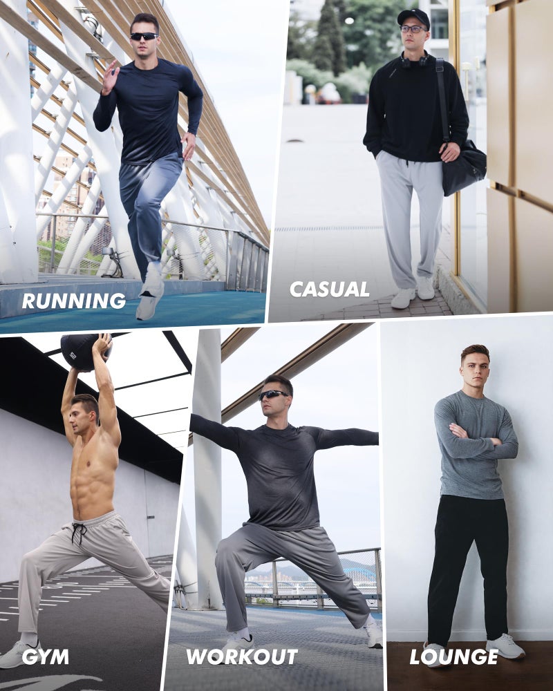 BOOJO 3 Pack Mens Sweatpants with Pockets - Mesh Open Bottom Athletic Joggers for Men Loose Fit Gym Workout Running Casual Pants - Image 2