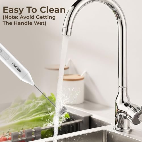 EMBOX Coffee Frother | Electric Coffee Maker | Double Spring Kit with Type-C Rechargeable Cord | Milk forther for Cappuccino Cream and Egg Whisker | Electric Blender Mixer (White 1 Whisk) - Image 5