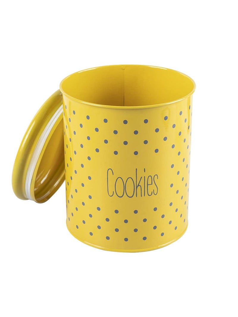 MARKET 99 Yellow Metal Cookies and Namkeen Jar Set of 2 (1700ml Each) | Leak-Proof Kitchen Storage Containers for Snacks and Dry Food | Durable Food Canister Set for Pantry Organization - Image 3