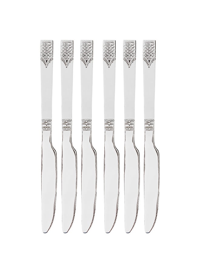 Royalford 6pcs Stainless Steel Table Knife RF11947 22 CM, Stylish, Non-Magnetic, and Light-Weight 100% Food-Grade, Suitable for Dining Table, Home and Restaurant Multicolor - Image 1
