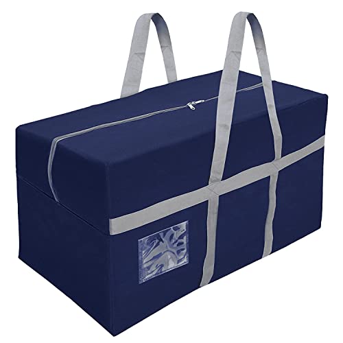 SNDIA Extra Large 128 L Nylon Moisture Proof Multipurpose Heavy Duty Toys Storage Bag/Stationery/Blankets/Clothes/Moving bags With Strong Reinforced Handles Rectangular (Blue,80x40x40 cm) - Image 1