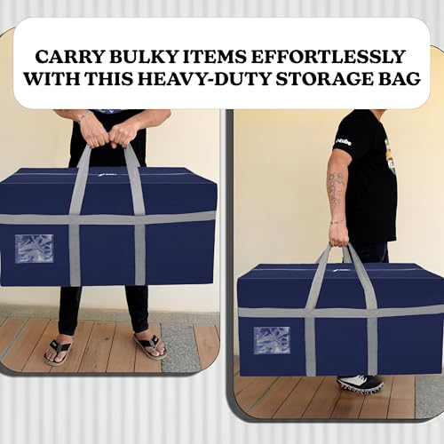 SNDIA Extra Large 128 L Nylon Moisture Proof Multipurpose Heavy Duty Toys Storage Bag/Stationery/Blankets/Clothes/Moving bags With Strong Reinforced Handles Rectangular (Blue,80x40x40 cm) - Image 5
