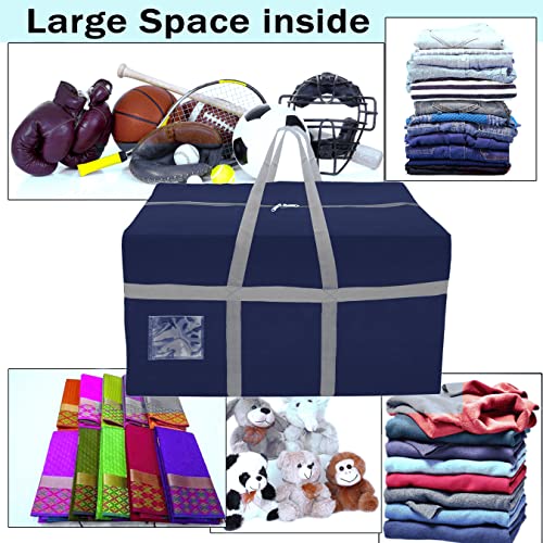 SNDIA Extra Large 128 L Nylon Moisture Proof Multipurpose Heavy Duty Toys Storage Bag/Stationery/Blankets/Clothes/Moving bags With Strong Reinforced Handles Rectangular (Blue,80x40x40 cm) - Image 3