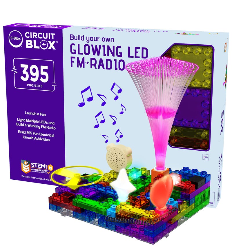E-Blox EBLOX Build Your Own Glowing LED FM Radio Kit 395 Fun STEM Electrical Science Projects Building Blocks Circuit Toy Set for Kids Birthday Gift Boys Girls 8 - Image 4