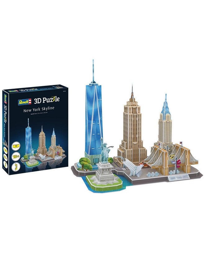 ريفيل ألغاز أفق مدينة نيويورك ثلاثية الأبعاد للبالغين والأطفال من سن 10 سنوات فما فوق، تمثال بناء الحرف الفنية للحرية مبنى إمباير ستيت مبنى كرايسلر 123 قطعة - Image 1