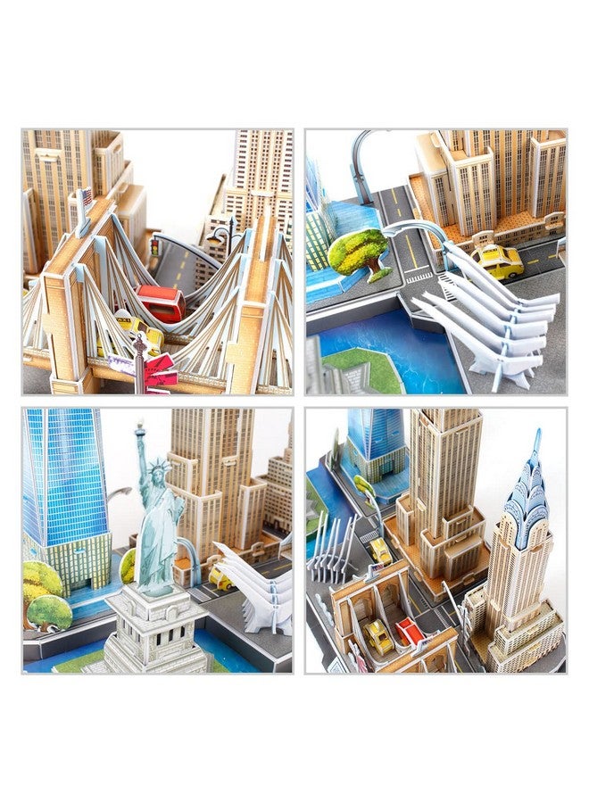 ريفيل ألغاز أفق مدينة نيويورك ثلاثية الأبعاد للبالغين والأطفال من سن 10 سنوات فما فوق، تمثال بناء الحرف الفنية للحرية مبنى إمباير ستيت مبنى كرايسلر 123 قطعة - Image 5