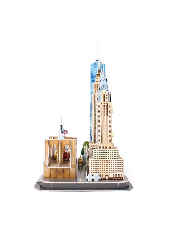 ريفيل ألغاز أفق مدينة نيويورك ثلاثية الأبعاد للبالغين والأطفال من سن 10 سنوات فما فوق، تمثال بناء الحرف الفنية للحرية مبنى إمباير ستيت مبنى كرايسلر 123 قطعة - Image 4