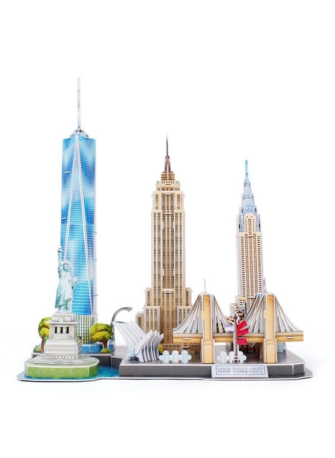 ريفيل ألغاز أفق مدينة نيويورك ثلاثية الأبعاد للبالغين والأطفال من سن 10 سنوات فما فوق، تمثال بناء الحرف الفنية للحرية مبنى إمباير ستيت مبنى كرايسلر 123 قطعة - Image 3