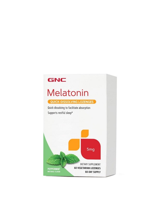 GNC Melatonin Quick-Dissolving Lozenges 5 mg - Peppermint | Supports Restful Sleep | 60 Lozenges - Image 1