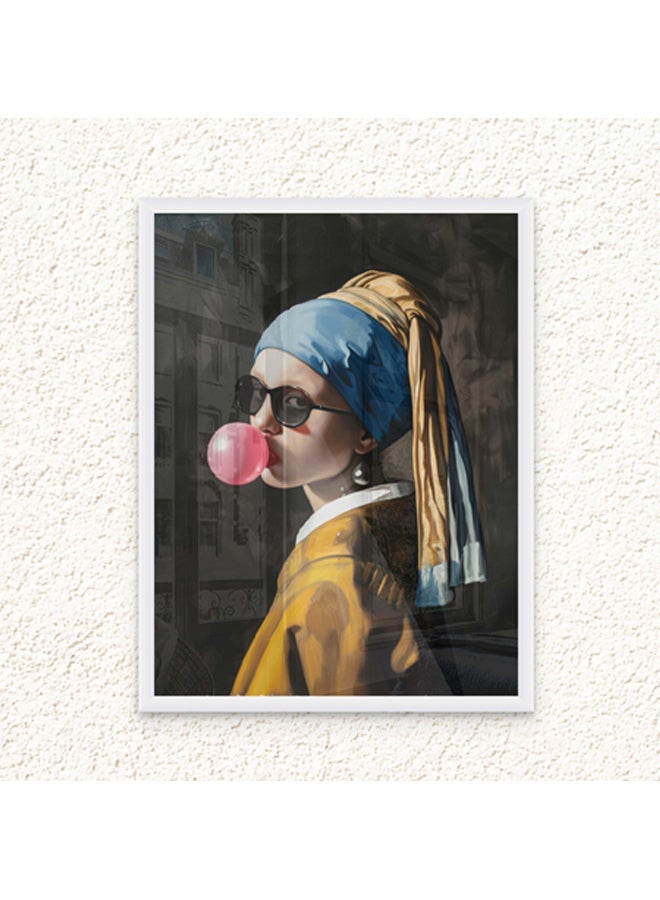 آرت دیکور  ديكور فني مؤطر، صورة فنية جميلة مطبوعة لفتاة مع حلق لؤلؤي، فن البوب، مطبوعات نابضة بالحياة، ديكور حائط لغرفة المعيشة، غرفة النوم، مكتب الاستوديو - Image 1