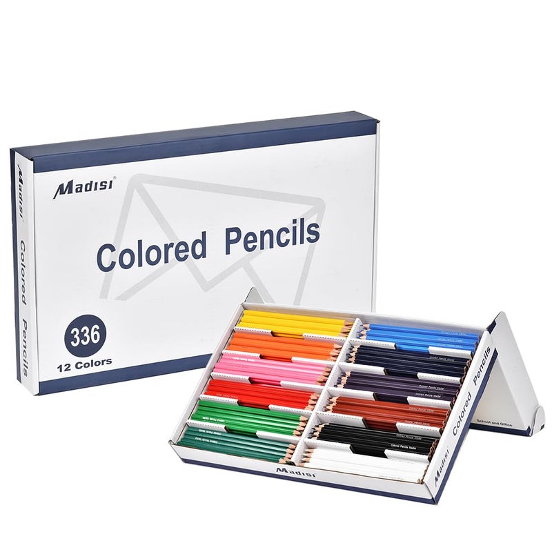 Madisi Colored Pencils Bulk PreSharpened 12 Assorted Colors 336 Bulk pack