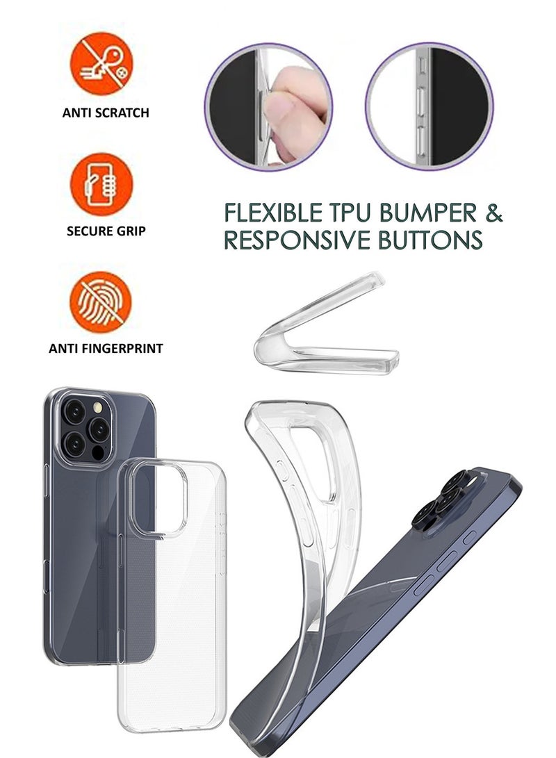 NAFCO For Apple iPhone 16 Pro Max   - Transparent Silicone Drop-Proof Clear Protective Phone Cover - Transparent - Image 3