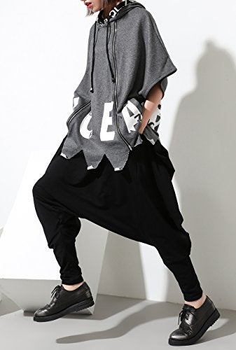 ellazhu Women's Black Unique Design Pocketed Harem Hippie Hip-Hop Pants GY1054 - Image 4