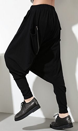 ellazhu Women's Black Unique Design Pocketed Harem Hippie Hip-Hop Pants GY1054 - Image 3