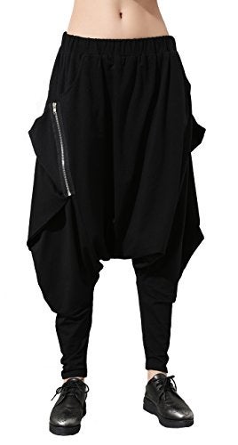 ellazhu Women's Black Unique Design Pocketed Harem Hippie Hip-Hop Pants GY1054 - Image 1