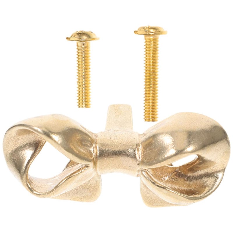 Brass Bow Shaped Dresser Knob Cabinet Handle Vintage Drawer Pull Smooth Surface Hardware - Image 2
