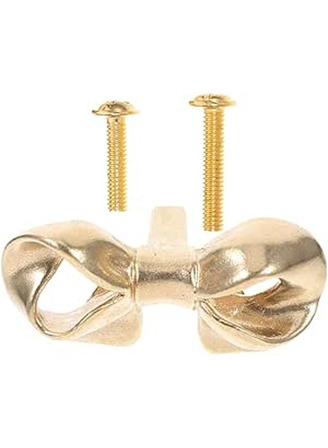Brass Bow Shaped Dresser Knob Cabinet Handle Vintage Drawer Pull Smooth Surface Hardware - Image 1
